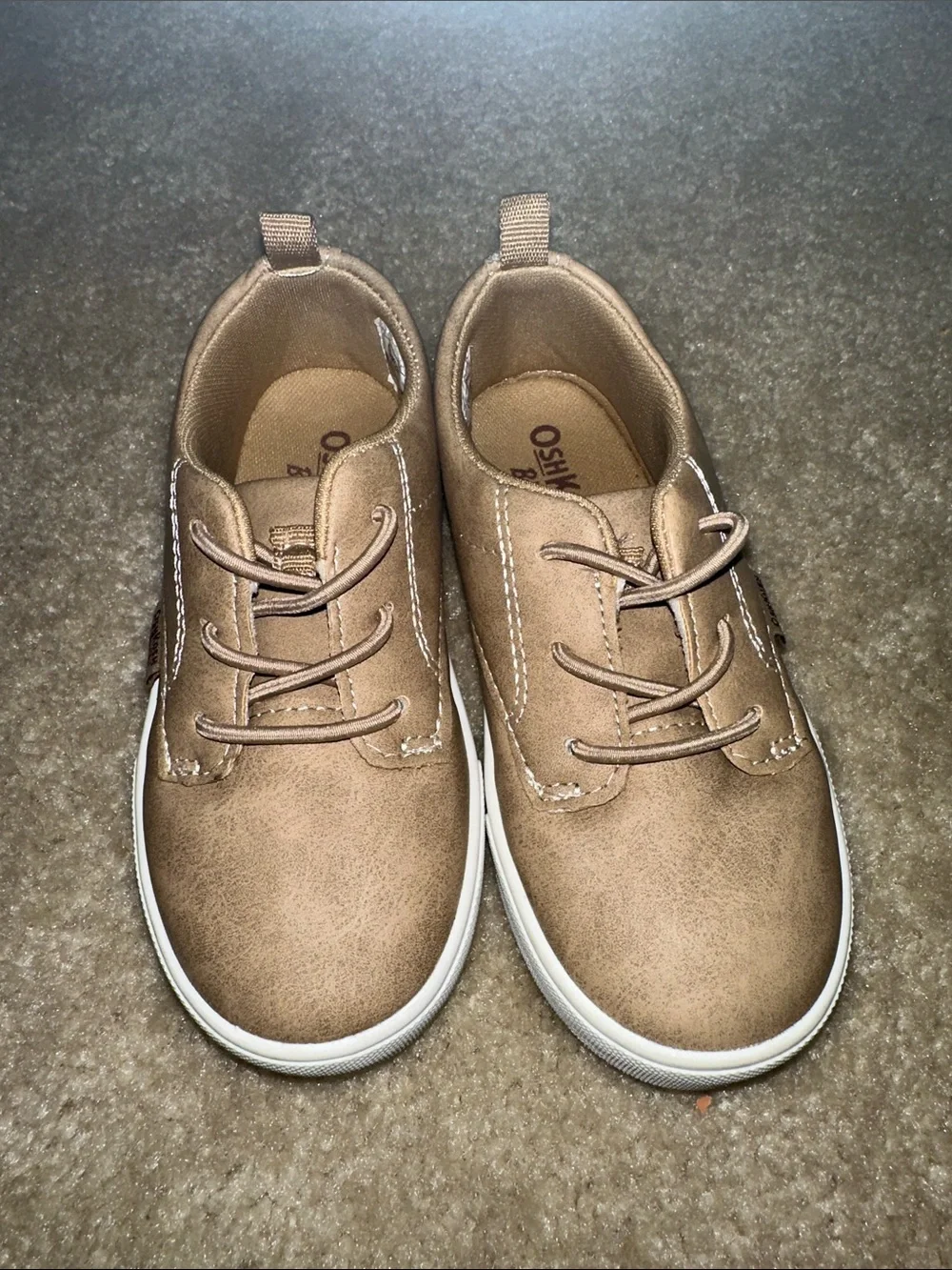 OshKosh B'gosh Little Kids Tan Faux-Leather Lace Sneakers